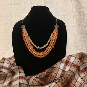 Multistrand Amber Colored Quartz Necklace